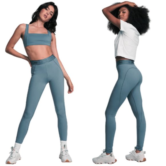 PINK Victoria's Secret Leggings Ultimate High Waist Logo Wide Band Blue SZ SMALL - Picture 1 of 13